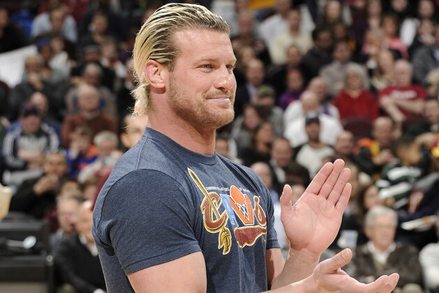 CLEVELAND, OH - JANUARY 22:  Cleveland born WWE wrestler Dolph Ziggler entertains Cleveland Cavaliers fans during a break in the action against the Chicago Bulls at The Quicken Loans Arena on January 22, 2014 in Cleveland, Ohio. NOTE TO USER: User expressly acknowledges and agrees that, by downloading and/or using this Photograph, user is consenting to the terms and conditions of the Getty Images License Agreement. Mandatory Copyright Notice: Copyright 2014 NBAE (Photo by David Liam Kyle/NBAE via Getty Images)
