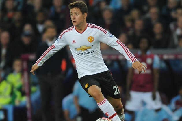 Manchester United’s Ander Herrera during the English Premier League soccer match between Aston Villa and Manchester United at Villa Park, Birmingham, England, Friday, Aug. 14, 2015. (AP Photo/Rui Vieira)