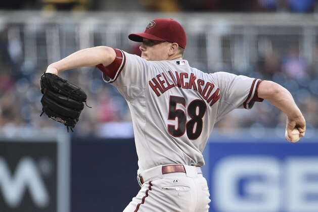SAN DIEGO, CA - SEPTEMBER 26:  Jeremy Hellickson #58 of the Arizona Diamondbacks pitches during the first inning of a baseball game against the San Diego Padres at Petco Park September 26, 2015 in San Diego, California.  (Photo by Denis Poroy/Getty Images)