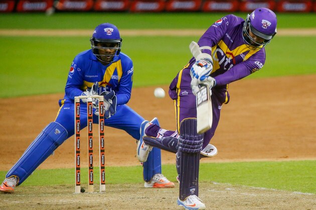 HOUSTON, TX - NOVEMBER 11:  Kumar Sangakkara of Sachin's Blasters during action at the Cricket All-Stars Series at Minute Maid Park on November 11, 2015 in Houston, Texas.  (Photo by Bob Levey/Getty Images)