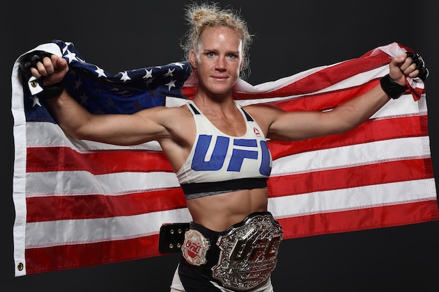 MELBOURNE, AUSTRALIA - NOVEMBER 15:  UFC women's bantamweight champion Holly Holm poses backstage for a post-fight portrait after the UFC 193 event at Etihad Stadium on November 15, 2015 in Melbourne, Australia. Holly Holm defeated Ronda Rousey by KO in second round. (Photo by Mike Roach/Zuffa LLC/Zuffa LLC via Getty Images)