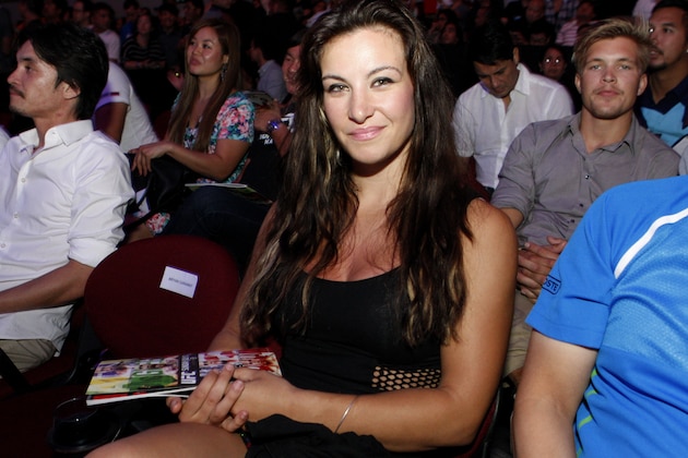 MANILA, PHILIPPINES - MAY 16: UFC  women's bantamweight, Miesha Tate is in the audience during the UFC Fight Night event at the Mall of Asia Arena on May 16, 2015 in Manila, Philippines. (Photo by Mitch Viquez/Zuffa LLC/Zuffa LLC via Getty Images)