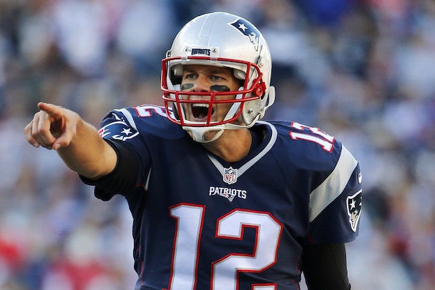 New England Patriots quarterback Tom Brady calls out coverage during a NFL football game against the Washington Redskins at Gillette Stadium in Foxborough, Mass. Sunday Nov. 8, 2015. (Winslow Townson/AP Images for Panini)