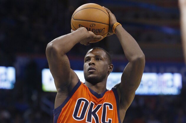Oklahoma City Thunder guard Dion Waiters (3) is pictured during an NBA basketball game between the Phoenix Suns and the Oklahoma City Thunder in Oklahoma City, Sunday, Nov. 8, 2015. Oklahoma City won 124-103. (AP Photo/Sue Ogrocki)