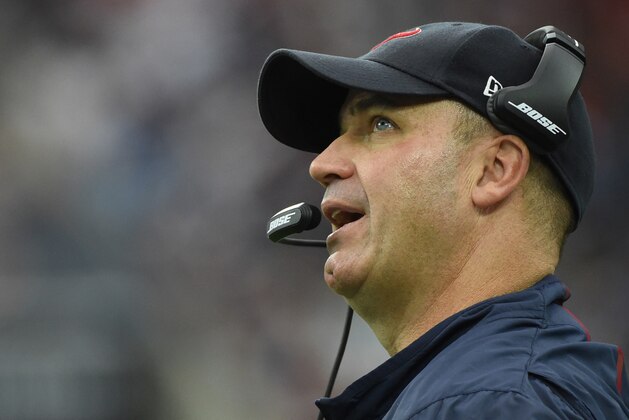 FILE - In this Nov. 1, 2015, file photo, Houston Texans head coach Bill O'Brien is shown during the first half of an NFL football game against the Tennessee Titans, in Houston. With 21 teams not owning winning records through eight weeks, it's no wonder coaches from coast to coast are on the firing line.(AP Photo/Eric Christian Smith, File)
