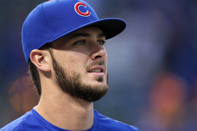 Chicago Cubs' Kris Bryant warms up before Game 3 of the National League baseball championship series against the New York Mets Tuesday, Oct. 20, 2015, in Chicago. (AP Photo/Charles Rex Arbogast)