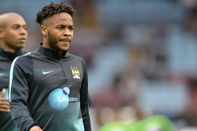 Manchester City's English midfielder Raheem Sterling warms up ahead of the English Premier League football match between Aston Villa and Manchester City at Villa Park in Birmingham, central England on November 8, 2015.     AFP PHOTO / OLI SCARFF

RESTRICTED TO EDITORIAL USE. No use with unauthorized audio, video, data, fixture lists, club/league logos or 'live' services. Online in-match use limited to 75 images, no video emulation. No use in betting, games or single club/league/player publications.        (Photo credit should read OLI SCARFF/AFP/Getty Images)
