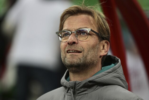 Liverpool’s coach Jurgen Klopp watches  a Europa League Group B soccer match between Rubin and Liverpool in Kazan, Russia, Thursday, Nov. 5, 2015. (AP Photo/Nikolai Alexandrov)