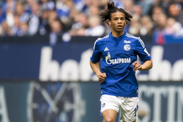 Leroy Sane of Schalke 04 during the Bundesliga match between Schalke 04 and VfB Stuttgart on May 2, 2015 at the Veltins Arena in Gelsenkirchen, Germany.(Photo by VI Images via Getty Images)