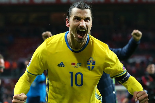 COPENHAGEN, DENMARK - NOVEMBER 17:  Zlatan Ibrahimovic of Sweden celebrates after the UEFA EURO 2016 Qualifier Play-Off Second Leg match between Denmark and Sweden at Parken Stadium on November 17, 2015 in Copenhagen, Denmark.  (Photo by Alex Livesey/Getty Images)