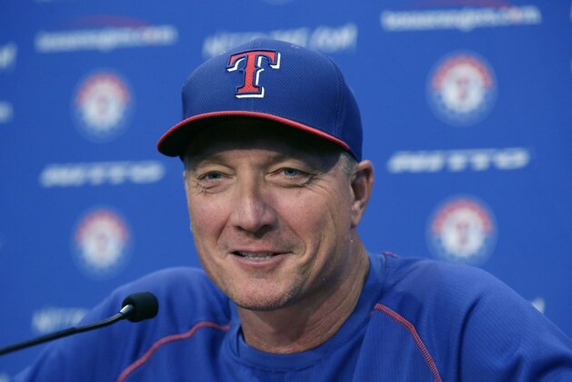 Texas Rangers manager Jeff Banister answers a question in Arlington, Texas, Tuesday, Oct. 6, 2015. (AP Photo/LM Otero)
