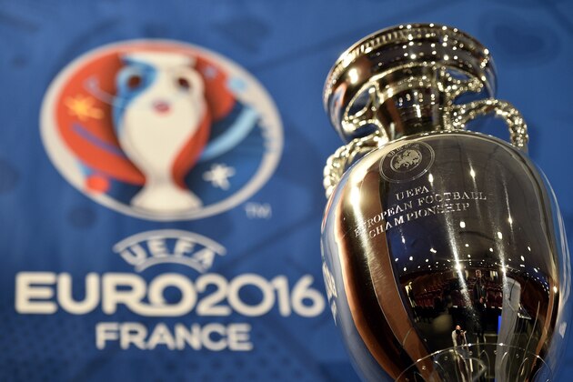 A picture taken  on May 12, 2015 in Paris shows the  Henri Delaunay cup, the trophy of the UEFA European Football Championship. The Euro 2016 event will feature 24 countries for the first time, up from 16 in 2012, and France becomes the first country to stage the European Championship three times. AFP PHOTO / FRANCK FIFE        (Photo credit should read FRANCK FIFE/AFP/Getty Images)