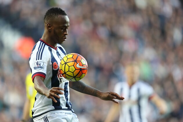 WEST BROMWICH, ENGLAND - OCTOBER 31: Saido Berahino of West Bromwich Albion during the Barclays Premier League match between West Bromwich Albion and Leicester City at The Hawthorns on October 31, 2015 in West Bromwich, England.  (Photo by Matthew Ashton - AMA/Getty Images)