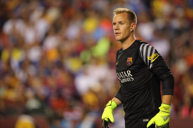LANDOVER, MD - JULY 28:  Marc-Andre ter Stegen of FC Barcelona during the International Champions Cup match between Barcelona and Chelsea at FedExField on July 28, 2015 in Landover, Maryland.  (Photo by Matthew Ashton - AMA/Getty Images)