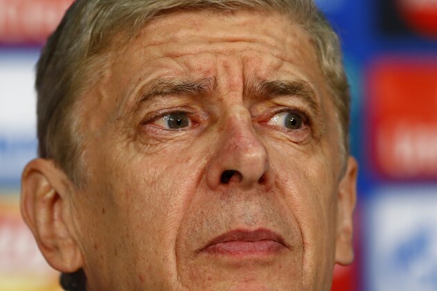 Arsenal manager Arsene Wenger attends a news conference prior to the Champions League Group F soccer match between FC Bayern Munich and  FC Arsenal in Munich, Germany, Tuesday Nov. 3, 2015. Bayern will face Arsenal Wednesday. (AP Photo/Matthias Schrader)