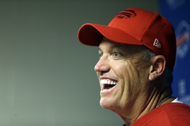 Buffalo Bills head coach Rex Ryan talks to reporters after an NFL football game against the New York Jets, Thursday, Nov. 12, 2015, in East Rutherford, N.J. The Bills won 22-17. (AP Photo/Seth Wenig)