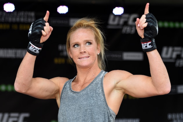 MELBOURNE, AUSTRALIA - NOVEMBER 12:  Holly Holm of the United States holds an open workout for fans and media at Federation Square on November 12, 2015 in Melbourne, Australia. (Photo by Josh Hedges/Zuffa LLC/Zuffa LLC via Getty Images)