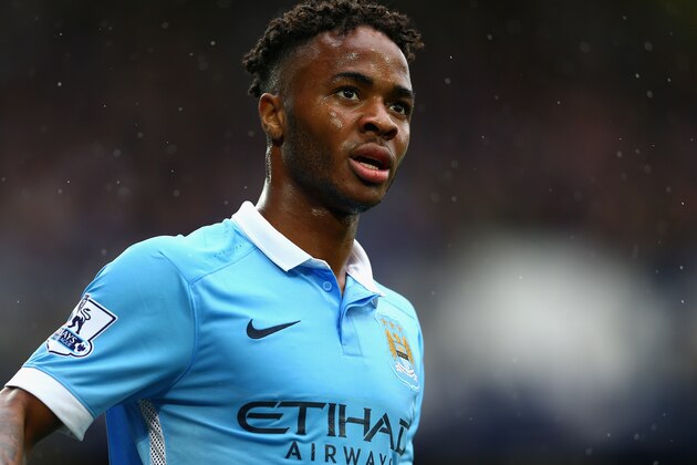 LIVERPOOL, ENGLAND - AUGUST 23:  Raheem Sterling of Manchester City in action during the Barclays Premier League match between Everton and Manchester City on August 23, 2015 in Liverpool, United Kingdom.  (Photo by Clive Brunskill/Getty Images)