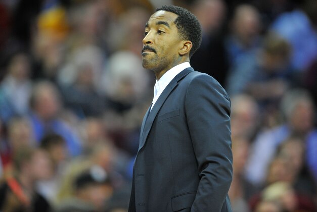 Nov 4, 2015; Cleveland, OH, USA; Cleveland Cavaliers guard J.R. Smith (5) stands on the sideline during a game against the New York Knicks at Quicken Loans Arena. Cleveland won 96-86. Mandatory Credit: David Richard-USA TODAY Sports