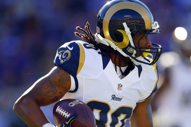 St. Louis Rams running back Todd Gurley (30) runs the ball against the Minnesota Vikings during an NFL football game Sunday, Nov. 8, 2015, in Minneapolis. The Vikings won in overtime, 21-18.  (Jeff Haynes/AP Images for Panini)