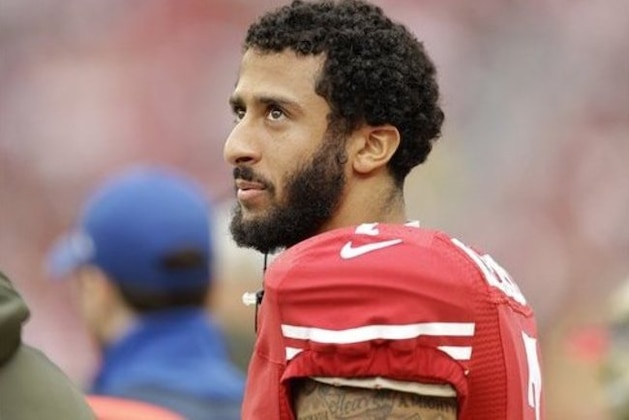 FILE - In this Nov. 8, 2015, file photo, San Francisco 49ers quarterback Colin Kaepernick (7) stands on the sideline during the first half of an NFL football game against the Atlanta Falcons in Santa Clara, Calif.  The The 49ers announced Saturday, Nov. 21, 2015, that they placed Kaepernick on the injured reserve list. (AP Photo/Ben Margot)