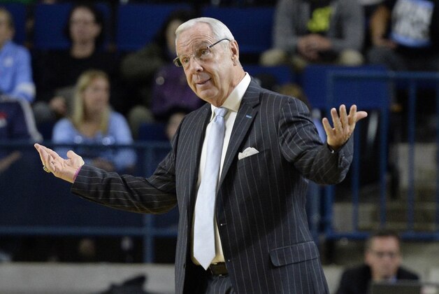 Nov 13, 2015; Annapolis, MD, USA; North Carolina Tar Heels head coach Roy Williams stands on the sidelines durning the first half of the Veterans Classic  against the Temple Owls at Alumni Hall. Mandatory Credit: Tommy Gilligan-USA TODAY Sports