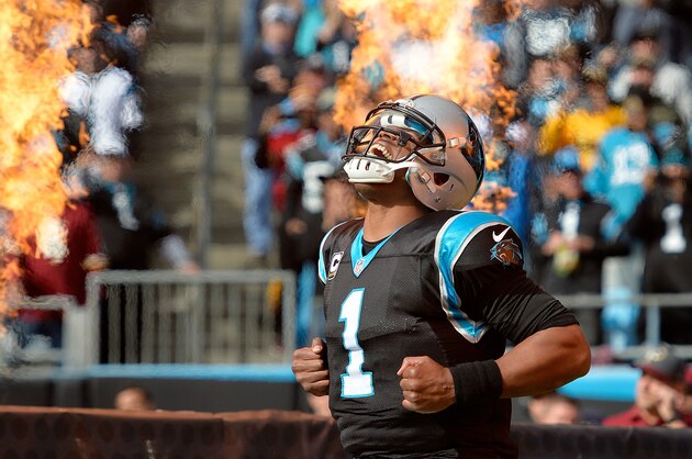CHARLOTTE, NC - NOVEMBER 22:  Cam Newton #1 of the Carolina Panthers takes the field against the Washington Redskins at Bank of America Stadium on November 22, 2015 in Charlotte, North Carolina.  (Photo by Grant Halverson/Getty Images)