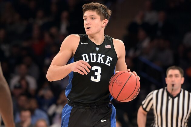 NEW YORK, NY - NOVEMBER 20: Grayson Allen #3 of the Duke Blue Devils moves the ball against the Virginia Commonwealth Rams during the 2K Classic at Madison Square Garden on November 20, 2015 in New York City. Duke defeated VCU 79-71. (Photo by Lance King/Getty Images) NEW YORK, NY - NOVEMBER 20: Grayson Allen #3 of the Duke Blue Devils moves the ball against the Virginia Commonwealth Rams during the 2K Classic at Madison Square Garden on November 20, 2015 in New York City. Duke defeated VCU 79-71. (Photo by Lance King/Getty Images)