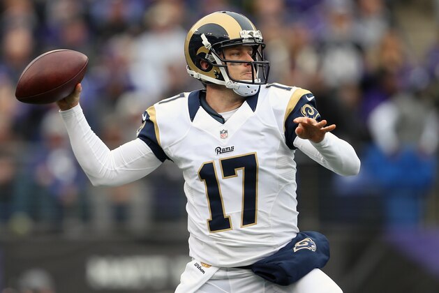 BALTIMORE, MD - NOVEMBER 22: Quarterback Case Keenum #17 of the St. Louis Rams drops back to pass in the first quarter against the Baltimore Ravens at M&T Bank Stadium on November 22, 2015 in Baltimore, Maryland. (Photo by Matt Hazlett/Getty Images)