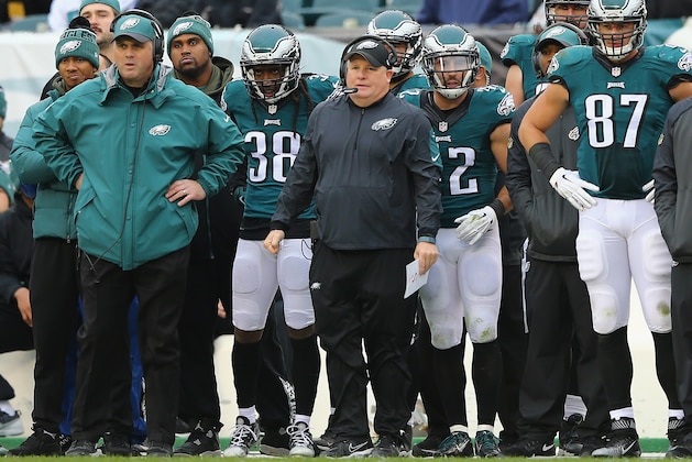 PHILADELPHIA, PA - NOVEMBER 22:  Head coach Chip Kelly of the Philadelphia Eagles watches play against the Tampa Bay Buccaneers at Lincoln Financial Field on November 22, 2015 in Philadelphia, Pennsylvania.  (Photo by Elsa/Getty Images)