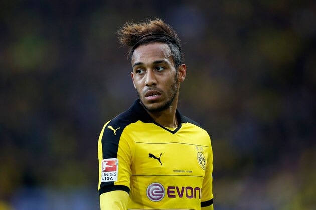 DORTMUND, GERMANY - NOVEMBER 08:  Pierre-Emerick Aubameyang of Dortmund looks on during the Bundesliga match between Borussia Dortmund and FC Schalke 04 at Signal Iduna Park on November 8, 2015 in Dortmund, Germany.  (Photo by Boris Streubel/Getty Images)