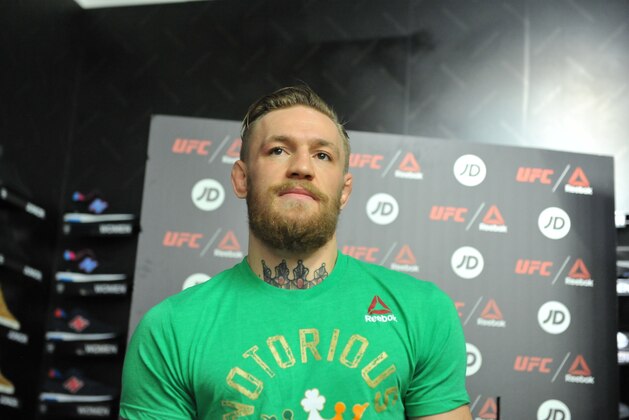 DUBLIN, IRELAND - OCTOBER 22:  Conor McGregor meets fans at a Reebok UFC Combat Gear retail event held at JD Sports on October 22, 2015 in Dublin, Ireland.  (Photo by Clodagh Kilcoyne/Getty Images for Reebok)