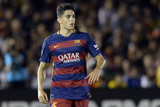 PASADENA, CA - JULY 21: Marc Bartra #15 of FC Barcelona during the first half of friendly soccer match against Los Angeles Galaxy in the International Champions Cup at the Rose Bowl July 21, 2015 in Pasadena, California. (Photo by Kevork Djansezian/Getty Images)