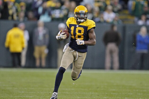 Green Bay Packers wide receiver Randall Cobb in action against the San Diego Chargers during an NFL football game Sunday Oct. 18, 2015, in Green Bay, Wis. (AP Photo/Matt Ludtke)