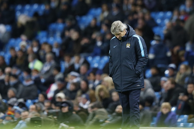 Manchester City's manager Manuel Pellegrini looks down at the pitch during the English Premier League soccer match between Manchester City and Liverpool at the Etihad Stadium, Manchester, England, Saturday, Nov. 21, 2015. (AP Photo/Jon Super) Manchester City's manager Manuel Pellegrini looks down at the pitch during the English Premier League soccer match between Manchester City and Liverpool at the Etihad Stadium, Manchester, England, Saturday, Nov. 21, 2015. (AP Photo/Jon Super)