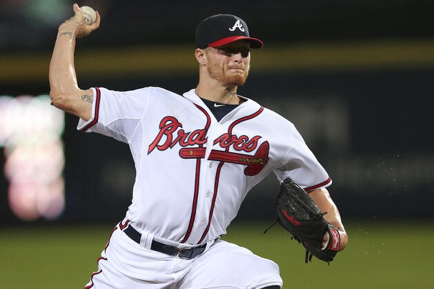 Atlanta Braves starting pitcher Shelby Miller works against the New York Mets in the first inning of a baseball game Thursday, Sept. 10, 2015, in Atlanta. (AP Photo/John Bazemore)