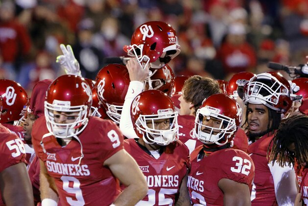 Oklahoma before the start of an NCAA college football game against TCU in Norman, Okla., Saturday, Nov. 21, 2015. (AP Photo/Alonzo Adams)