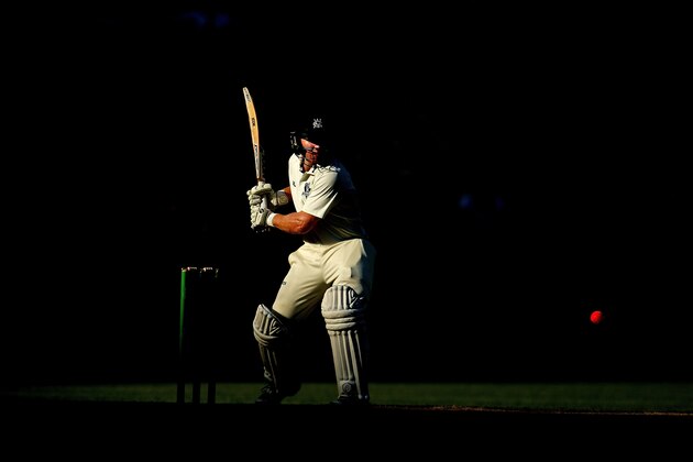 MELBOURNE, AUSTRALIA - OCTOBER 29:  Travis Dean of Victoria faces the pink ball as he bats during day two of the Sheffield Shield match between Victoria and Queensland at Melbourne Cricket Ground on October 29, 2015 in Melbourne, Australia.  (Photo by Scott Barbour/Getty Images)