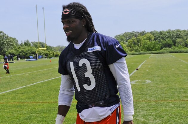 Chicago Bears wide receiver Kevin White after an NFL football organized team activity at Halas Hall, Wednesday, June 10, 2015, in Lake Forest, Ill. (AP Photo/Matt Marton)