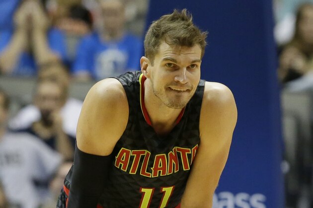 Atlanta Hawks forward Tiago Splitter (11) stands on the floor during the second half of an NBA preseason basketball game against the Dallas Mavericks Friday, Oct. 16, 2015, in Dallas. (AP Photo/LM Otero)