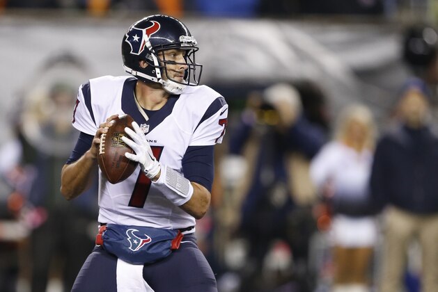Houston Texans quarterback Brian Hoyer (7) in the second half of an NFL football game against the Cincinnati Bengals in Cincinnati, Monday, Nov. 16, 2015.  (AP Photo/Gary Landers)