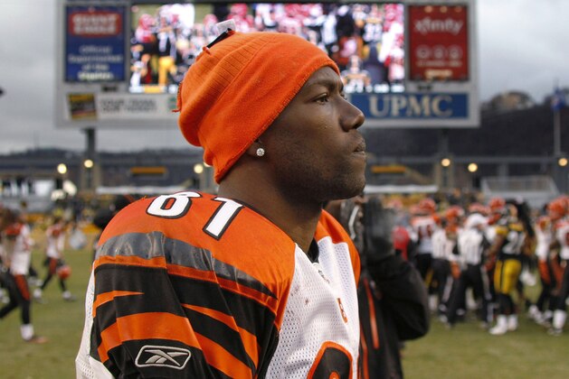 Cincinnati Bengals wide receiver Terrell Owens (81) walks off the field at Heinz Field after his team lost to the Pittsburgh Steelers in anNFL football game, Sunday, Dec. 12, 2010, in Pittsburgh. Pittsburgh won 23-7. (AP Photo/Keith Srakocic)