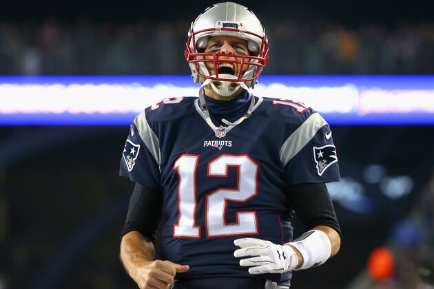 FOXBORO, MA - NOVEMBER 23: Tom Brady #12 of the New England Patriots reacts before a game against the Buffalo Bills at Gillette Stadium on November 23, 2015 in Foxboro, Massachusetts. (Photo by Jim Rogash/Getty Images) FOXBORO, MA - NOVEMBER 23: Tom Brady #12 of the New England Patriots reacts before a game against the Buffalo Bills at Gillette Stadium on November 23, 2015 in Foxboro, Massachusetts. (Photo by Jim Rogash/Getty Images)