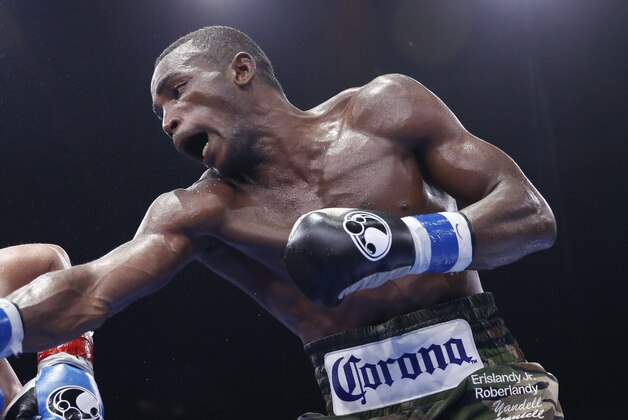 Jun 12, 2015; Chicago, IL, USA; Erislandy Lara right and Delevin Rodriguez left during the Premier Boxing Championships at UIC Pavilion. Mandatory Credit: Kamil Krzaczynski-USA TODAY Sports Jun 12, 2015; Chicago, IL, USA; Erislandy Lara right and Delevin Rodriguez left during the Premier Boxing Championships at UIC Pavilion. Mandatory Credit: Kamil Krzaczynski-USA TODAY Sports