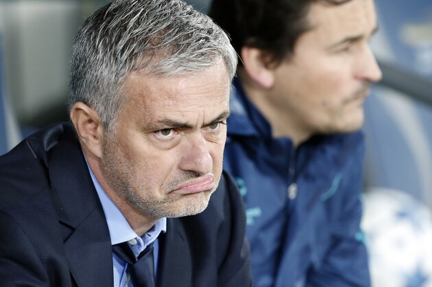 Chelsea's Portuguese Head Coach Jose Mourinho reacts during the UEFA champions league football between Maccabi Tel Aviv and Chelsea FC, at the Sammy Ofer Stadium in the Mediterranean coastal city of Haifa, on November 24, 2015.  / AFP / THOMAS COEX        (Photo credit should read THOMAS COEX/AFP/Getty Images)