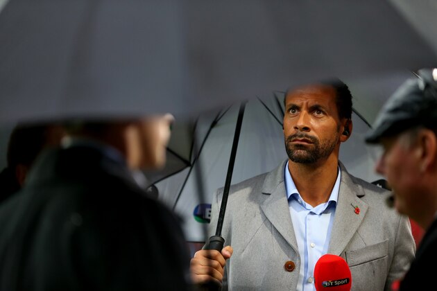 BOURNEMOUTH, ENGLAND - NOVEMBER 07:  Rio Ferdinand presenting for BT Sport television before the Barclays Premier League match between AFC Bournemouth and Newcastle United at Vitality Stadium on November 7, 2015 in Bournemouth, England.  (Photo by Catherine Ivill - AMA/Getty Images)