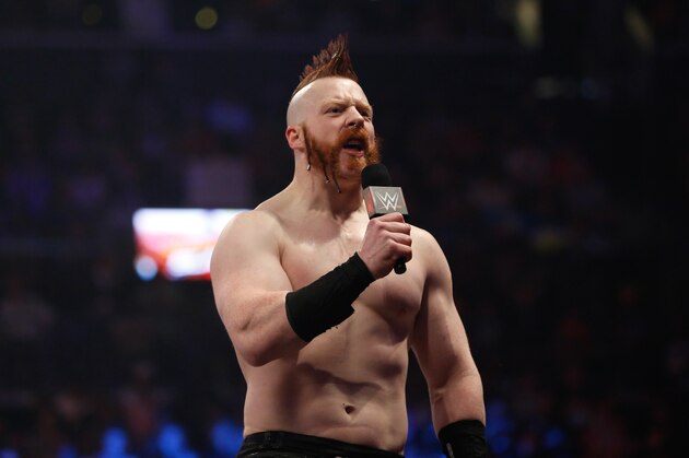 NEW YORK, NY - AUGUST 23:  Sheamus talks to the audience at the WWE SummerSlam 2015  at Barclays Center of Brooklyn on August 23, 2015 in New York City.  (Photo by JP Yim/Getty Images)