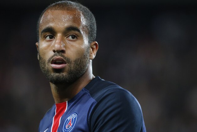 Paris saint Germain's Lucas Moura   during  to his French League one soccer match between Paris Saint Germain and Ajaccio Gazelec, at the Parc des Princes stadium in Paris, France. Sunday, Aug. 16, 2015. (AP Photo/Jacques Brinon)