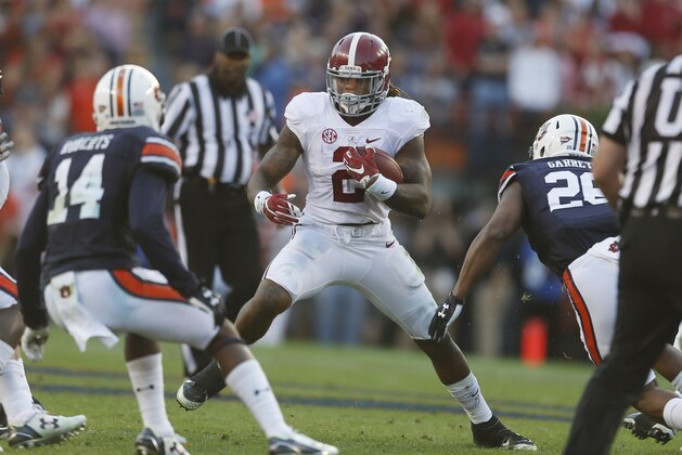 Alabama running back Derrick Henry (2) runs the ball during an NCAA college football game against Alabama, Saturday, Nov. 28, 2015, in Auburn, Ala. (AP Photo/Butch Dill) Alabama running back Derrick Henry (2) runs the ball during an NCAA college football game against Alabama, Saturday, Nov. 28, 2015, in Auburn, Ala. (AP Photo/Butch Dill)