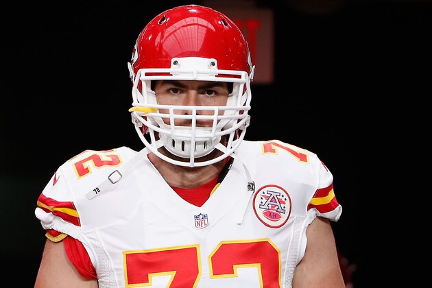 GLENDALE, AZ - AUGUST 15:  Tackle Eric Fisher #72 of the Kansas City Chiefs before the pre-season NFL game against the Arizona Cardinals at the University of Phoenix Stadium on August 15, 2015 in Glendale, Arizona. The Chiefs defeated the Cardinals 34-19.  (Photo by Christian Petersen/Getty Images)